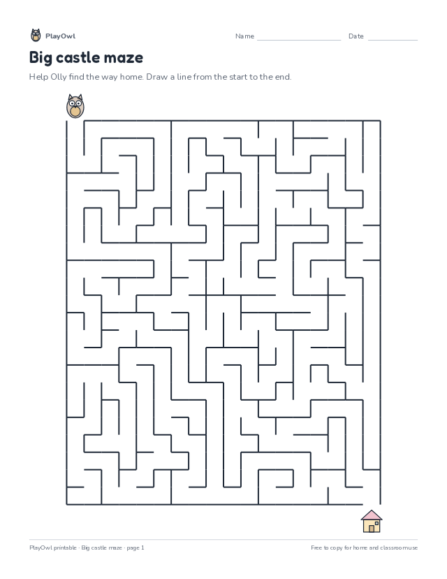 Big castle maze: maze for Grades 2–5, page 1 preview