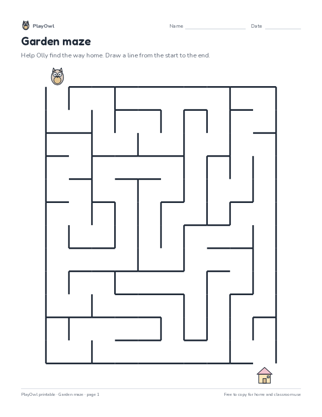 Garden maze: maze for Kindergarten to Grade 2, page 1 preview