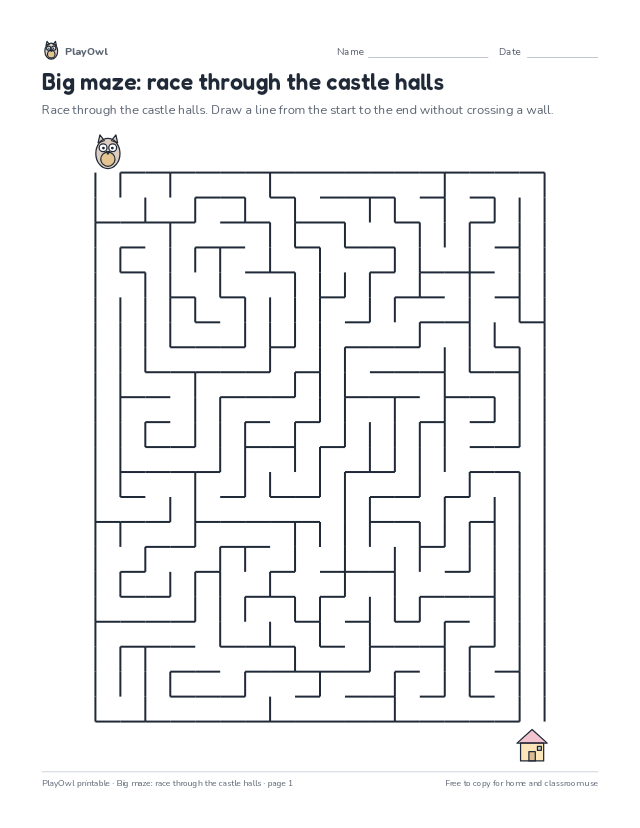 Big maze: race through the castle halls: maze for Grade 10, page 1 preview
