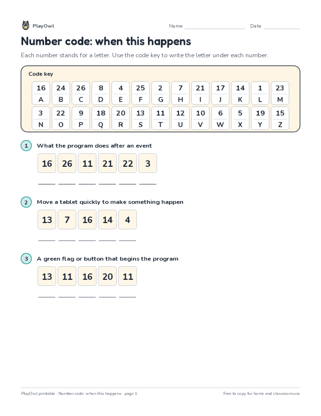 Number code: when this happens: secret code puzzle for Grade 2, page 1 preview
