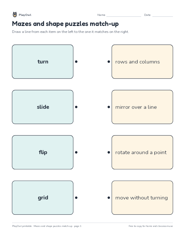 Mazes and shape puzzles match-up: matching worksheet for Grade 2, page 1 preview