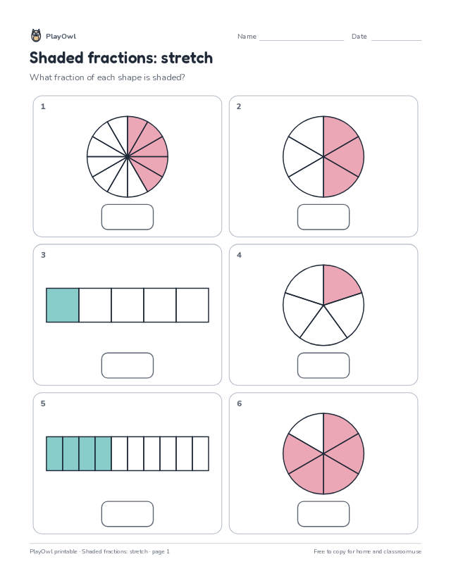 Shaded fractions: stretch: math worksheet for Grade 2, page 1 preview