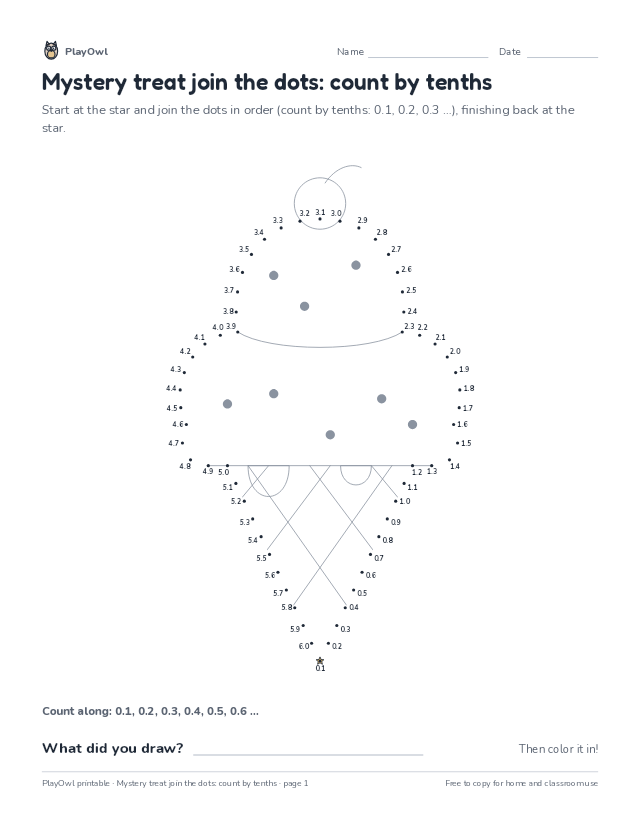 Mystery treat join the dots: count by tenths: dot-to-dot for Grades 7–8, page 1 preview