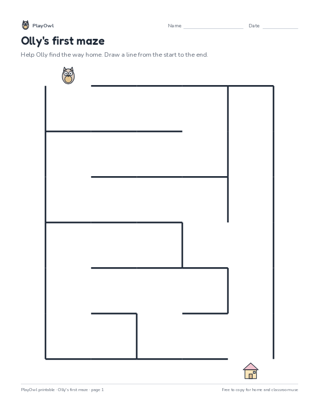 Olly's first maze: maze for Preschool to Kindergarten, page 1 preview