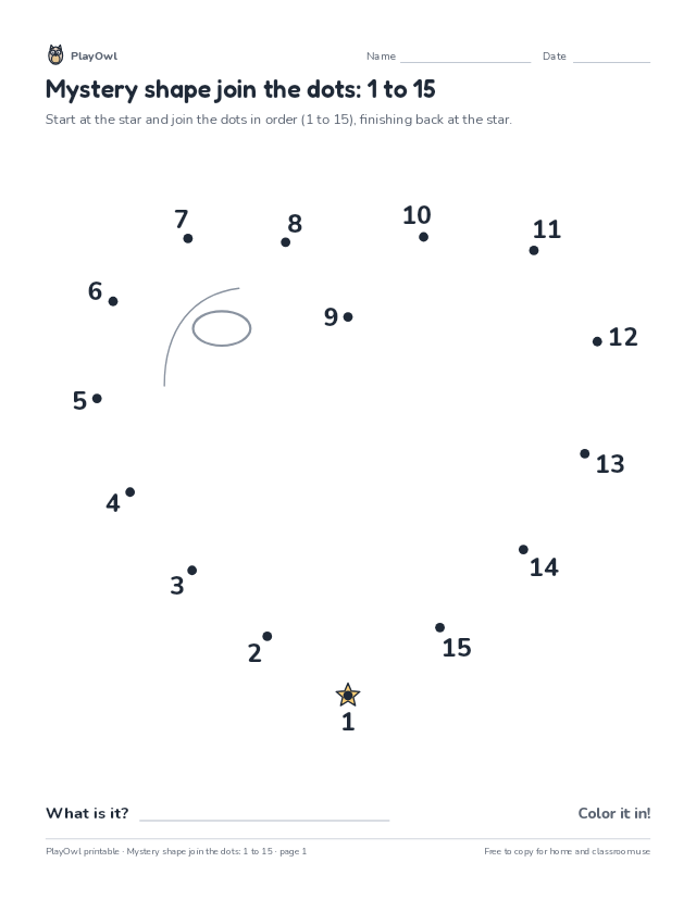 Mystery shape join the dots: 1 to 15: dot-to-dot for Pre-K, page 1 preview