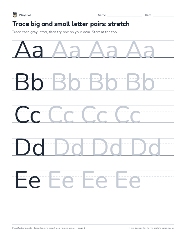 Trace big and small letter pairs: stretch: tracing worksheet for Pre-K, page 1 preview