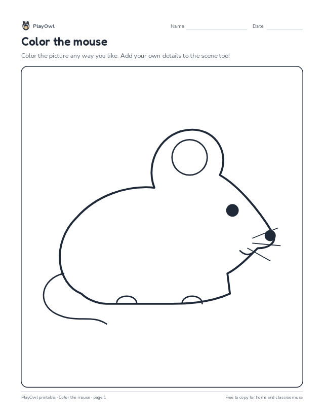 Color the mouse: coloring page for Preschool, page 1 preview