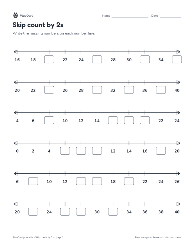 Skip count by 2s: math worksheet for Grades 1–2, page 1 preview